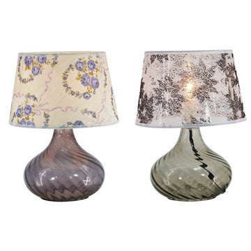 Tischlampe DKD Home Decor Kristall Polyester Blomster (25 x 25 x 32 cm) (2 pcs)