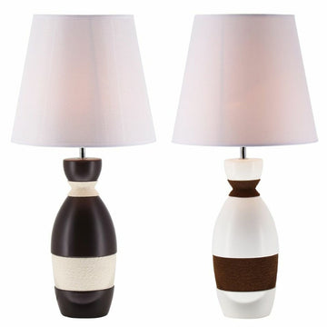 Tischlampe DKD Home Decor Polyester aus Keramik Schnur (2 pcs) (30 x 30 x 61 cm)