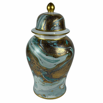 Vase DKD Home Decor Porzellan Blau Gold Moderne (23 x 23 x 43 cm)