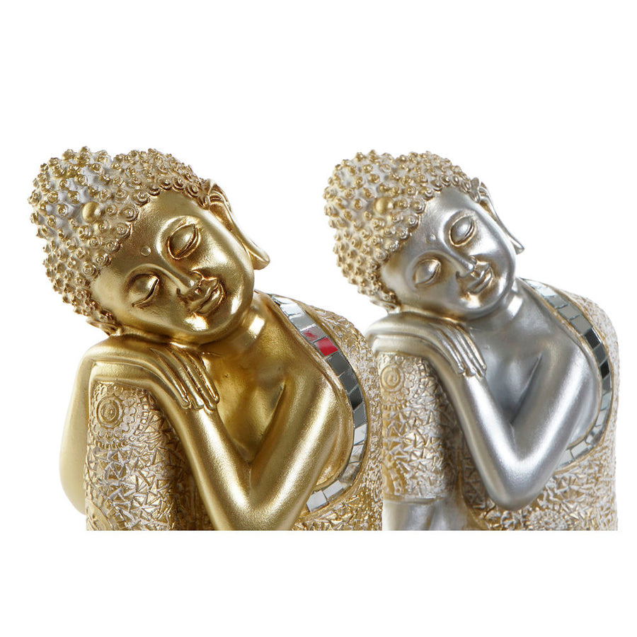 Deko-Figur DKD Home Decor Silberfarben Gold Buddha Harz Orientalisch (16 x 16 x 23 cm) (2 Stück)