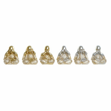 Deko-Figur DKD Home Decor Silberfarben Golden Harz Mönch (10.5 x 6 x 12 cm) (6 pcs)