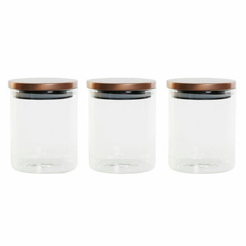 Set mit 3 Kanistern DKD Home Decor Metall Borosilikatglas (3 pcs) (650 ml) (10 x 10 x 13 cm)