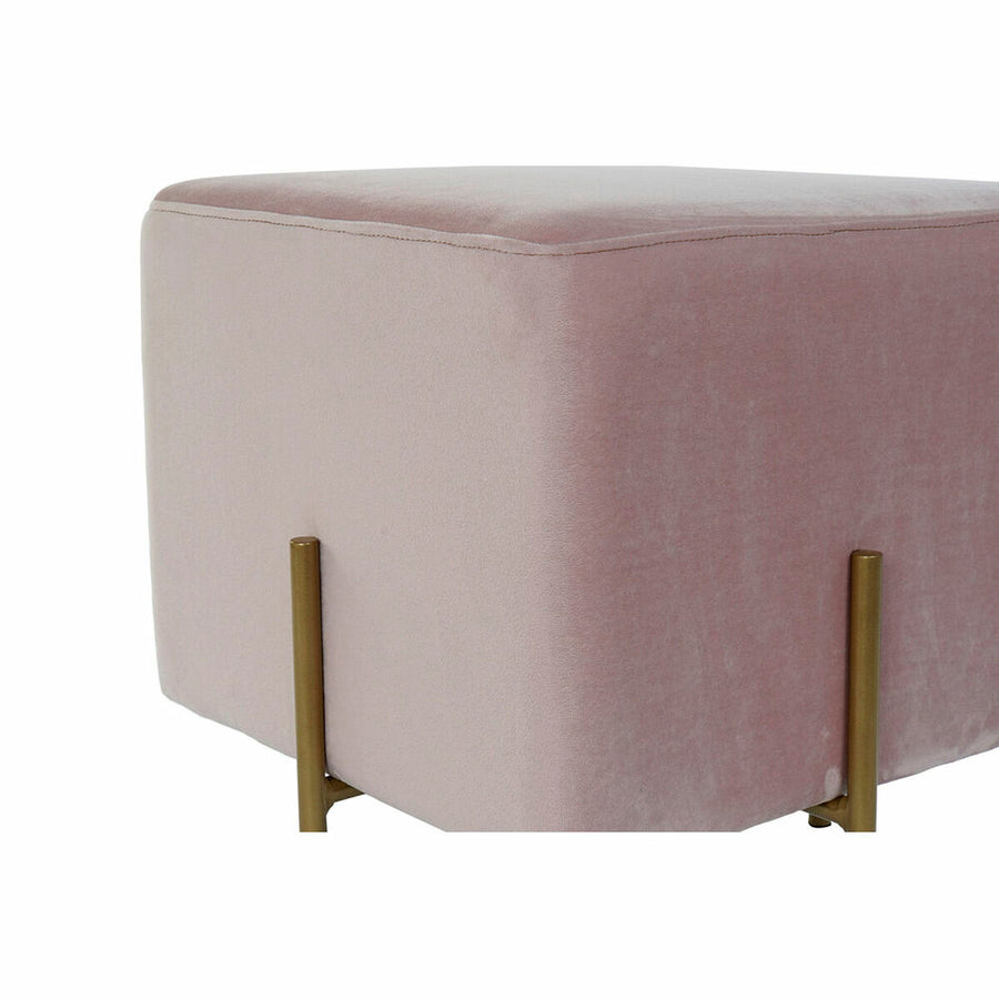 Fußstütze DKD Home Decor Rosa Scandi Grau Gold Metall Samt (42 x 42 x 45 cm)