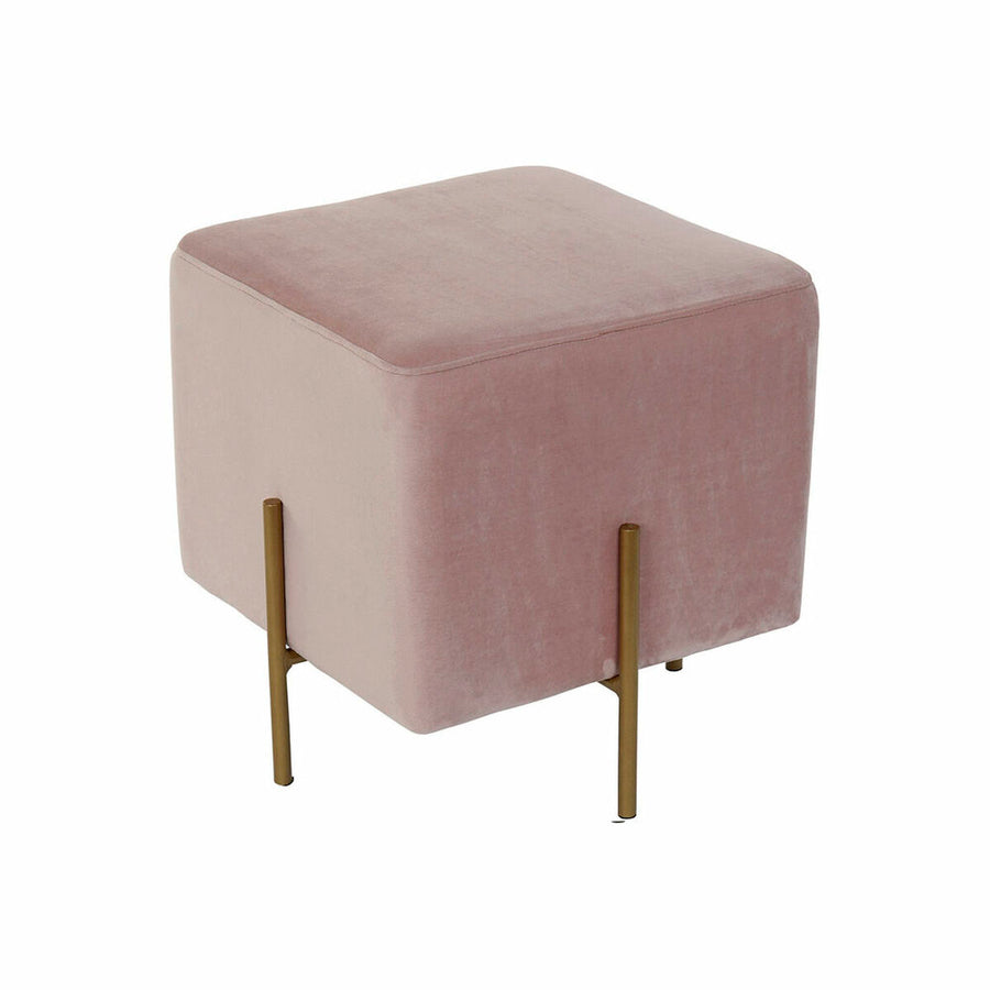 Fußstütze DKD Home Decor Rosa Scandi Grau Gold Metall Samt (42 x 42 x 45 cm)