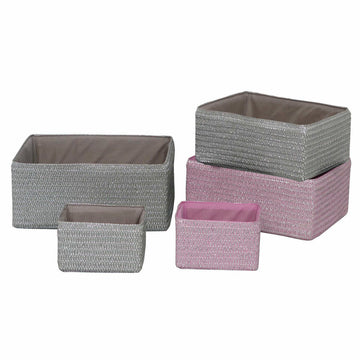 Korb-Set DKD Home Decor Grau Rosa Aluminium PP (41 x 29 x 18 cm)