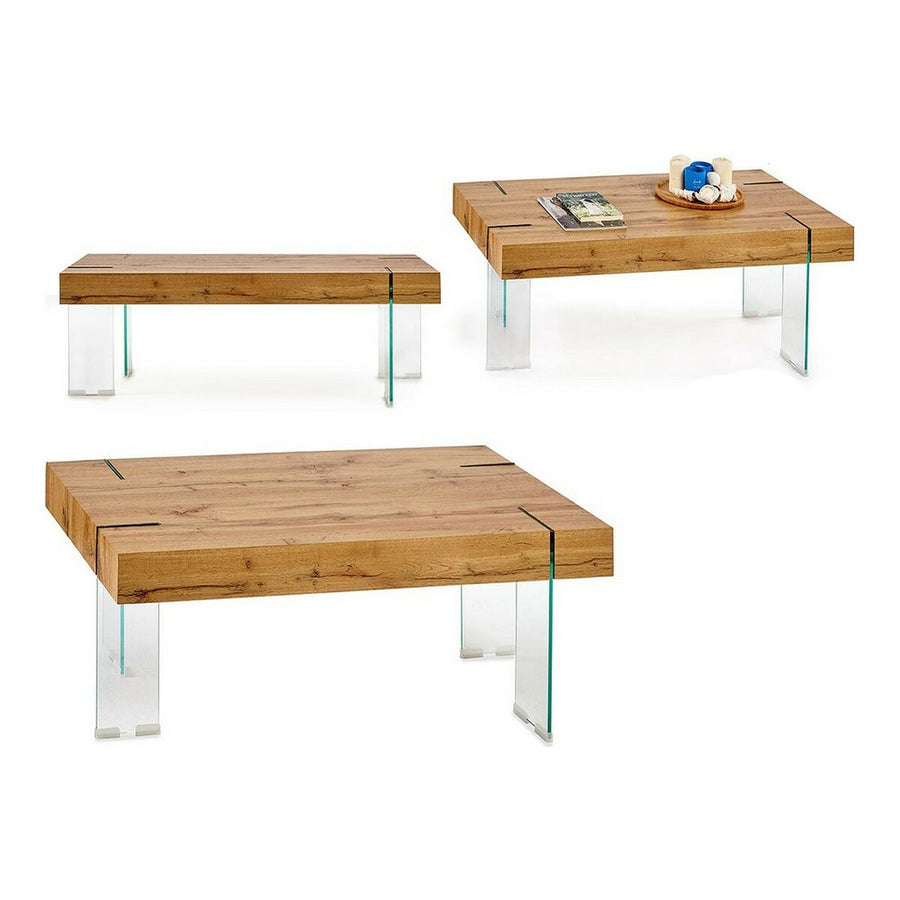 Couchtisch Holz Glas (60 x 42 x 120 cm)