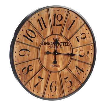 Wanduhr Schwarz Dunkelbraun Metall Holz (60 x 4,5 x 60 cm)