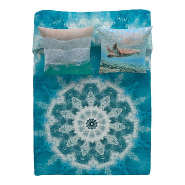 Steppdecke Icehome Mandala Sea (250 x 260 cm) (Doppelmatratze)