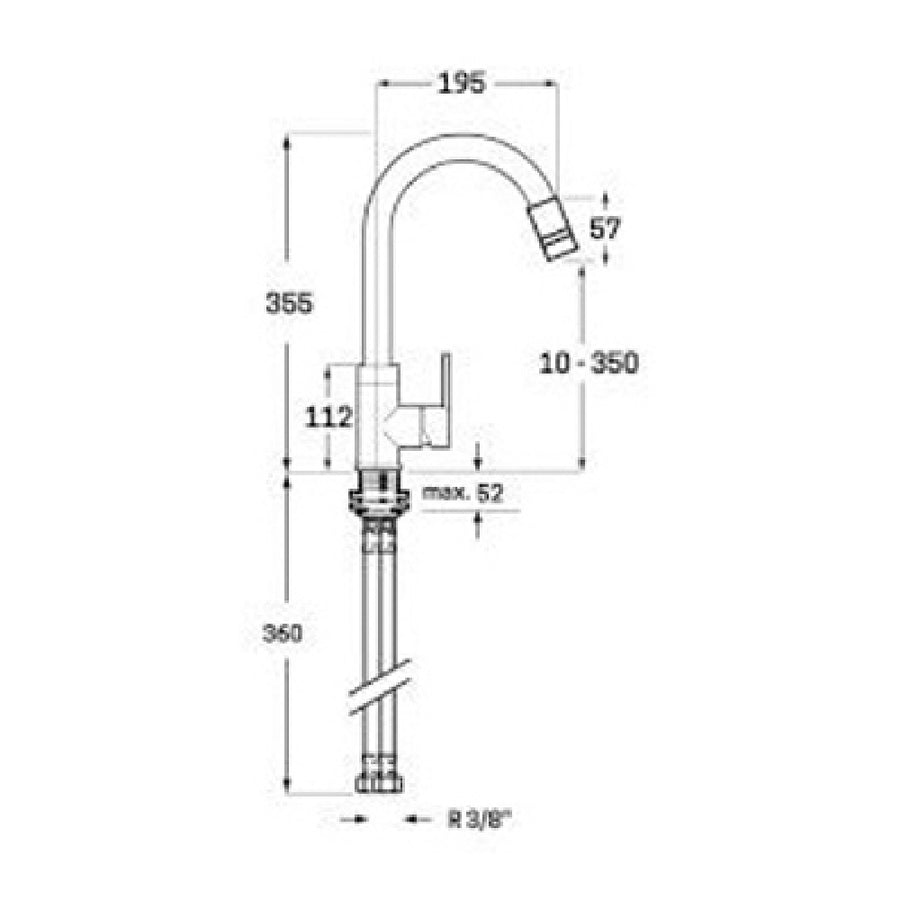 Einhandmischer für Spülbecken Edelstahl Messing