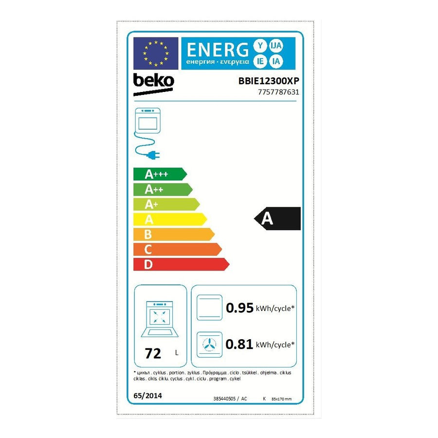 Pyrolytherd BEKO BBIE12300XP 72 L